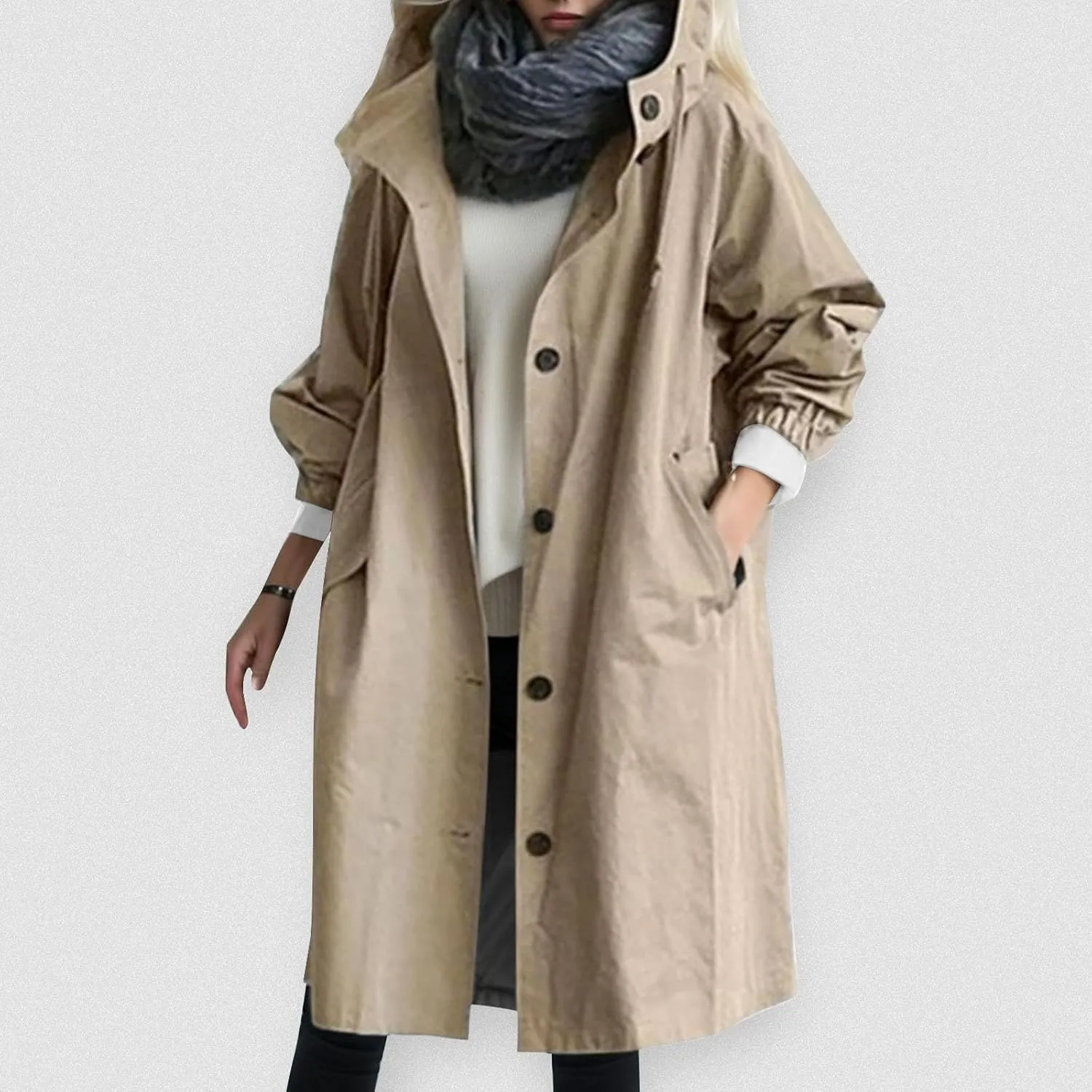 2023 Women's Trench Coat Long Double-Breasted Fall Fashion Windbreaker Jackets Classic Lapel Slim Overcoat Outerwear