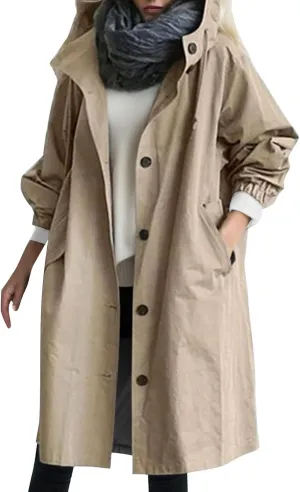 2023 Women's Trench Coat Long Double-Breasted Fall Fashion Windbreaker Jackets Classic Lapel Slim Overcoat Outerwear