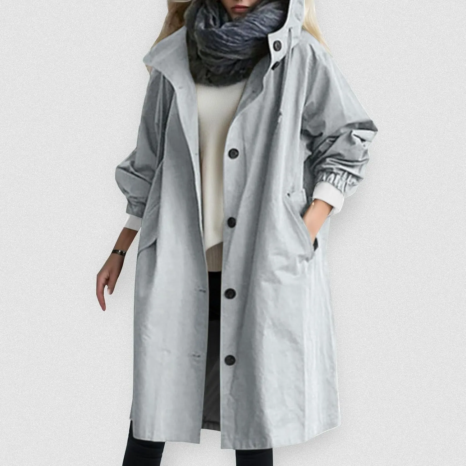 2023 Women's Trench Coat Long Double-Breasted Fall Fashion Windbreaker Jackets Classic Lapel Slim Overcoat Outerwear