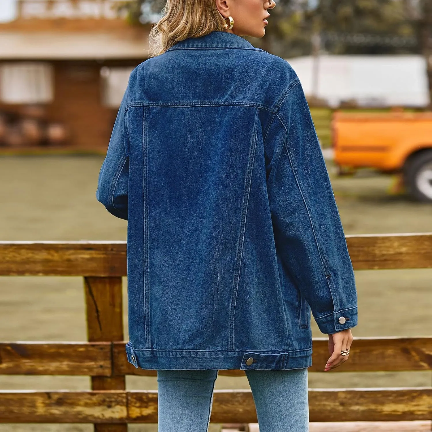 2024 Jean Jackets for Women Fashion Oversized Boyfriend Button Down Denim Jacket Western Fall Basic Shacket Jacket
