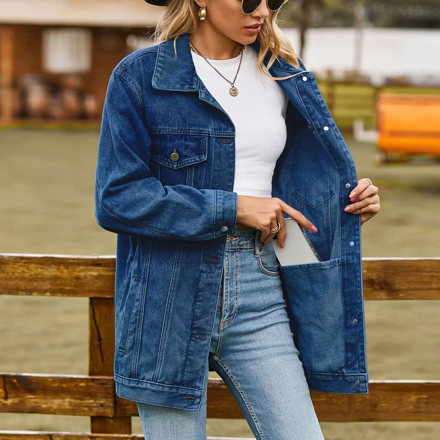 2024 Jean Jackets for Women Fashion Oversized Boyfriend Button Down Denim Jacket Western Fall Basic Shacket Jacket