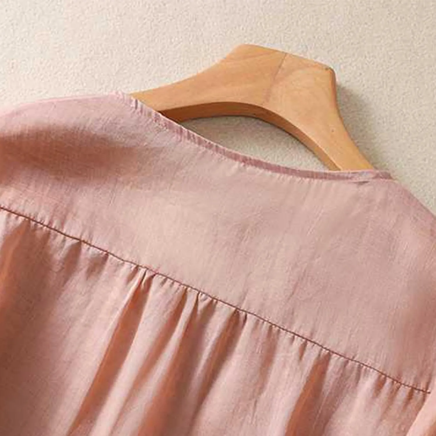 2025 Cotton Linen Shirts for Women Embroidery Jacquard V Neck Blouses Tunics Vintage Boho 3/4 Sleeve Tops Tees