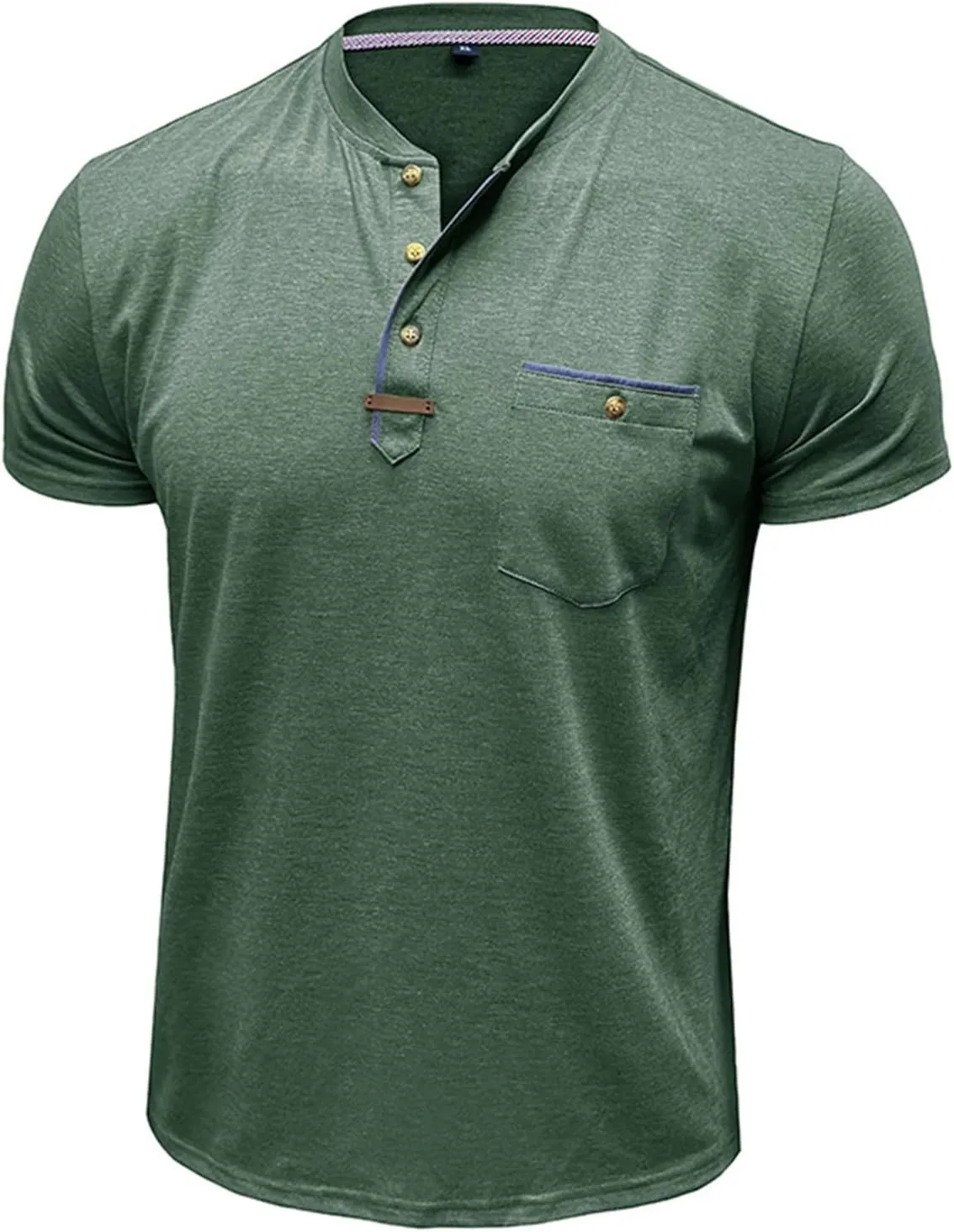2025 Henley Shirts for Men Short Sleeve Casual T-Shirts Fashion Basic Summer Classic Lightweight Tee Tops with Pocket
