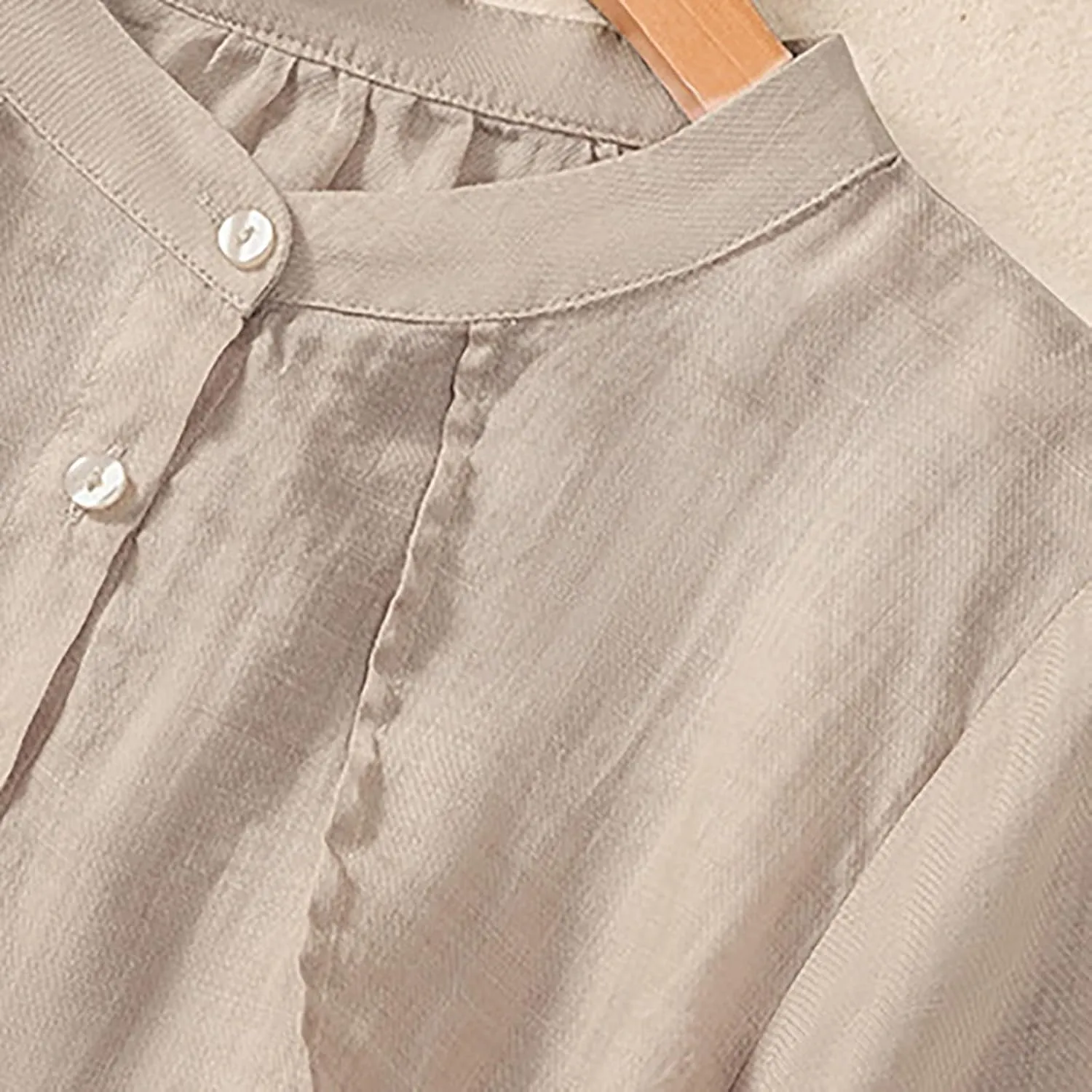 2025 Summer Boho Top Cotton Linen Button Long Sleeve Shirt Women Vintage Blouse Tees Loose Casual Peasant Tunics Tops