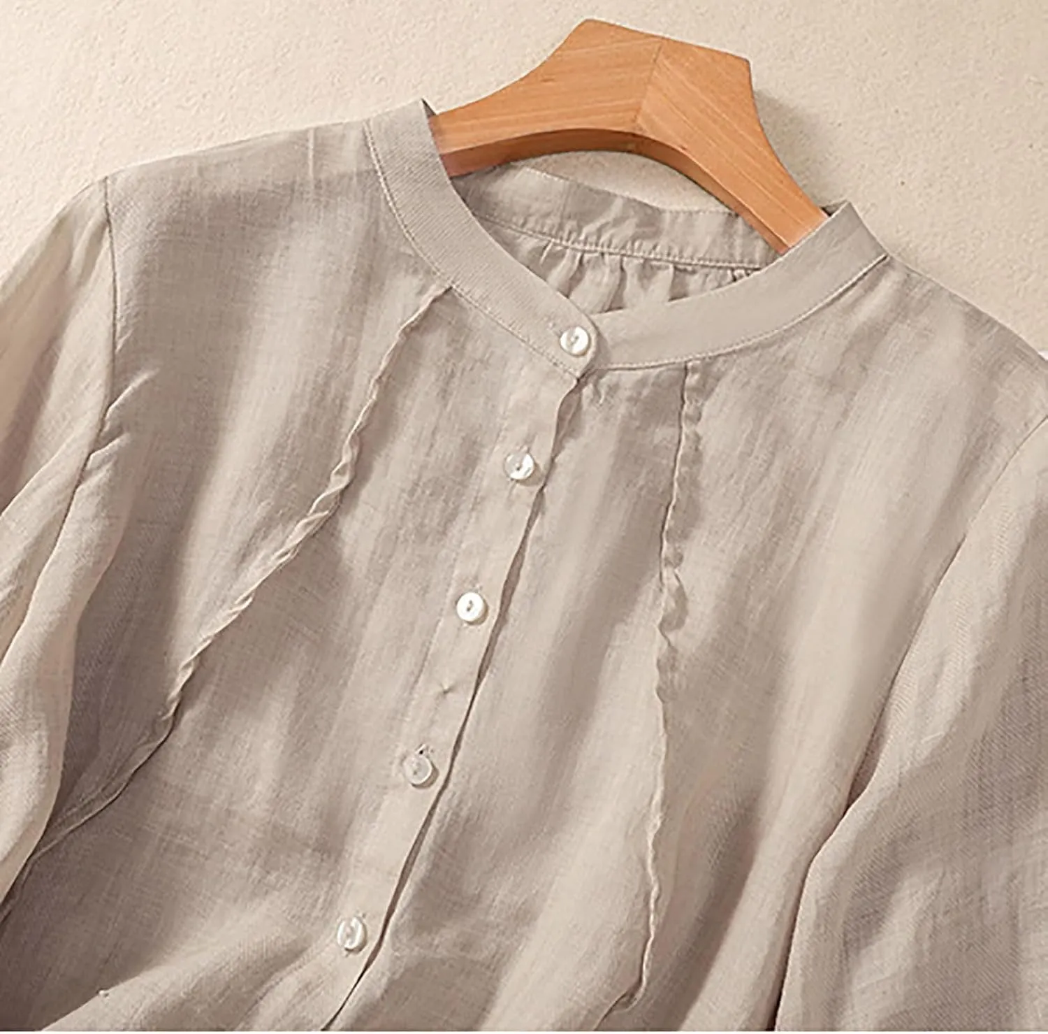 2025 Summer Boho Top Cotton Linen Button Long Sleeve Shirt Women Vintage Blouse Tees Loose Casual Peasant Tunics Tops