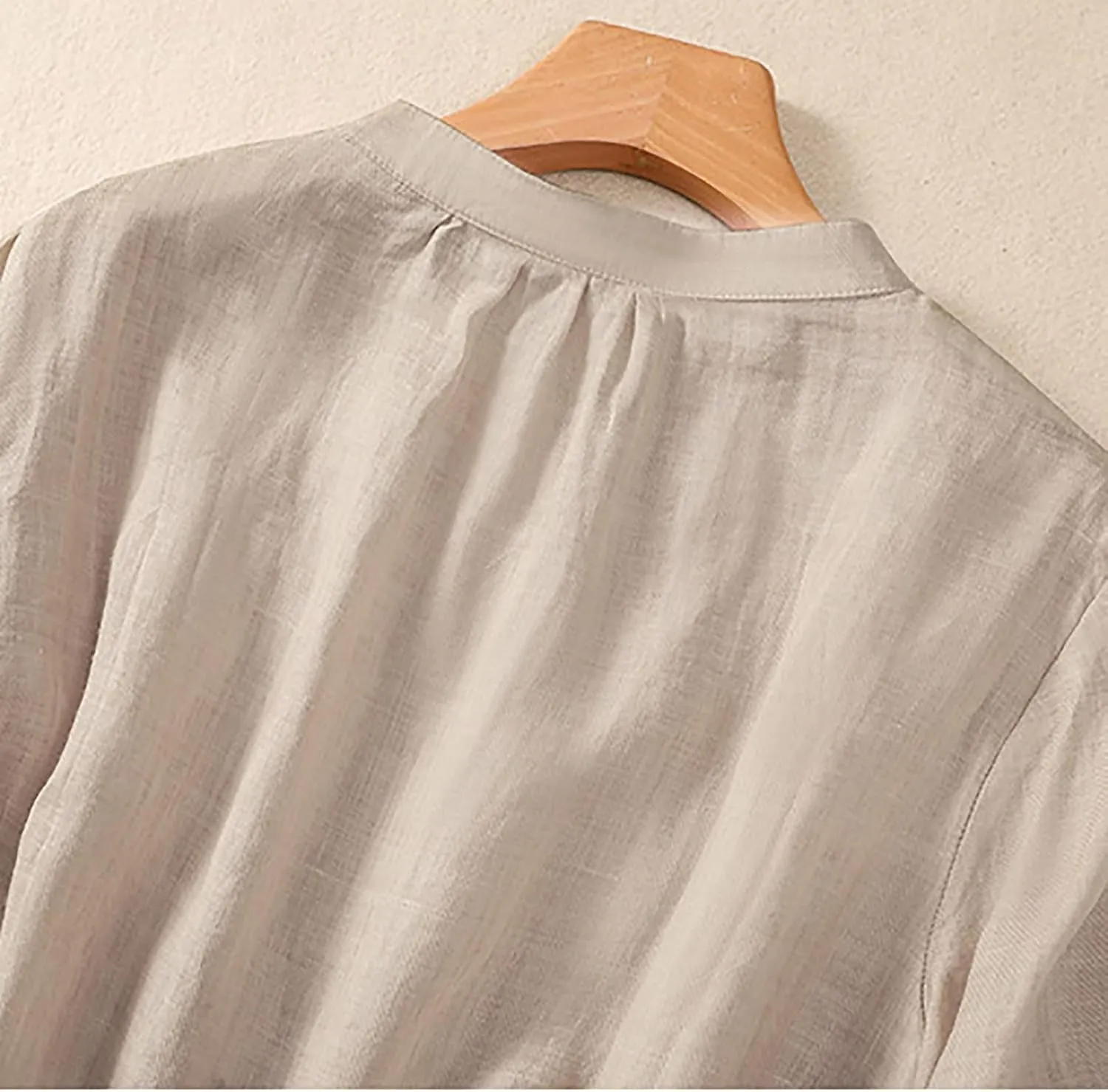 2025 Summer Boho Top Cotton Linen Button Long Sleeve Shirt Women Vintage Blouse Tees Loose Casual Peasant Tunics Tops