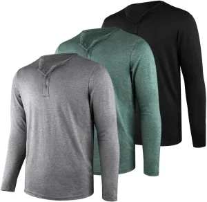 4Pack Mens Henley T-Shirts,Multipack Henley Short Sleeve Shirts,3 Button Tee Shirts Multi Color,Classic Casual T Pack