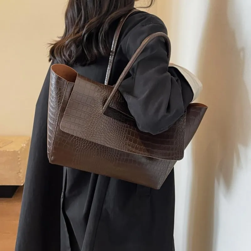 Axcone Vintage Minimalist Large Capacity Commuter Handbag, Shoulder Bag