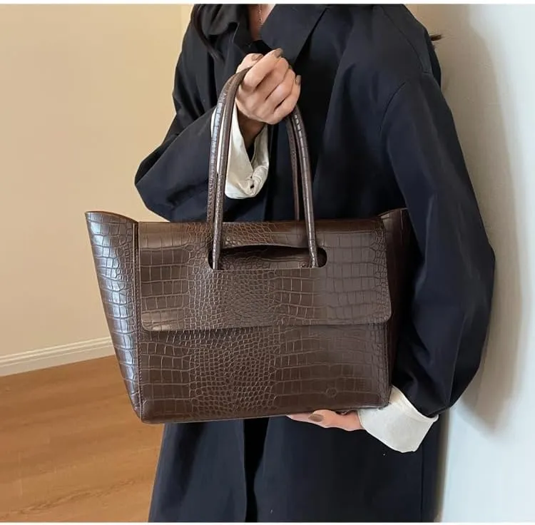 Axcone Vintage Minimalist Large Capacity Commuter Handbag, Shoulder Bag
