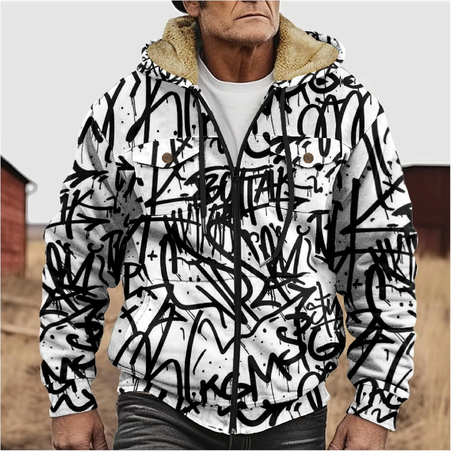 Aztec Hoodie Men Long Sleeve Tactical Coat: Plus Size Hoodie Coats Workout Pullover Trendy Cargo Sweatshirt Sweater