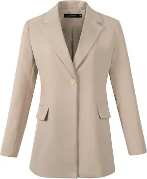 Beninos Womens Long Sleeve Blazers Business Casual Solid Lightweight Suit Jacket Office Blazer