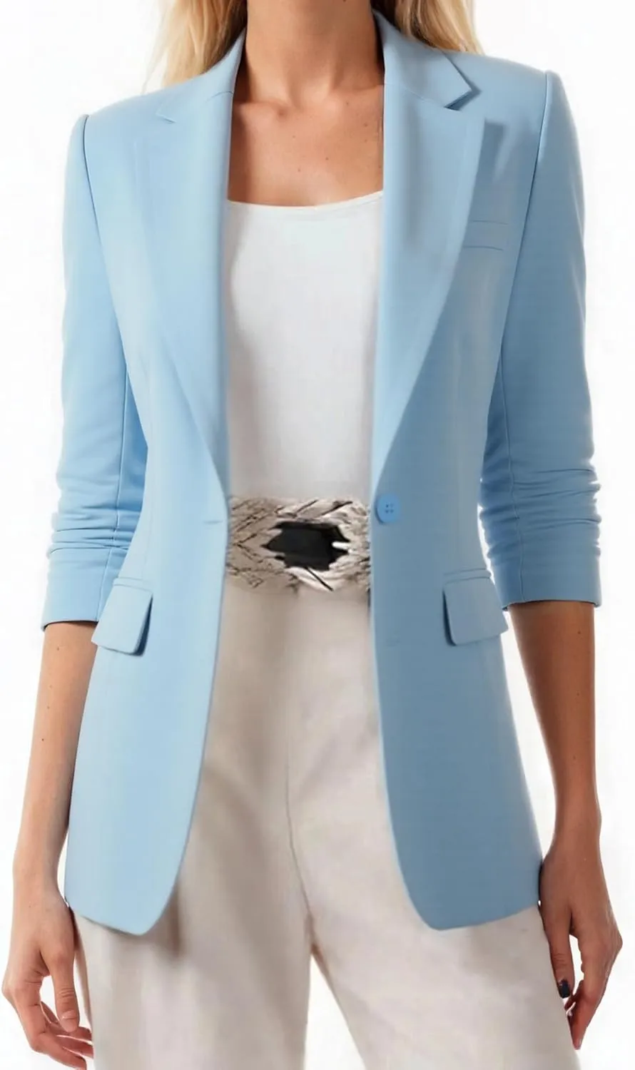 Beninos Womens Long Sleeve Blazers Business Casual Solid Lightweight Suit Jacket Office Blazer