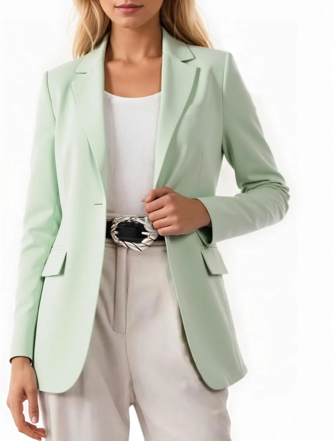 Beninos Womens Long Sleeve Blazers Business Casual Solid Lightweight Suit Jacket Office Blazer