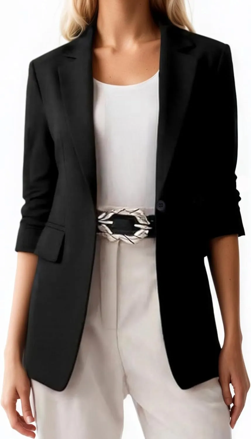 Beninos Womens Long Sleeve Blazers Business Casual Solid Lightweight Suit Jacket Office Blazer