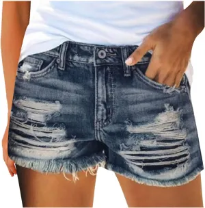 Black Denim Shorts for Women High Waisted Casual Plain Color Stretchable Mom Jeans Shorts with Pockets Raw Hem Slim Shorts Womens Shorts for Summer