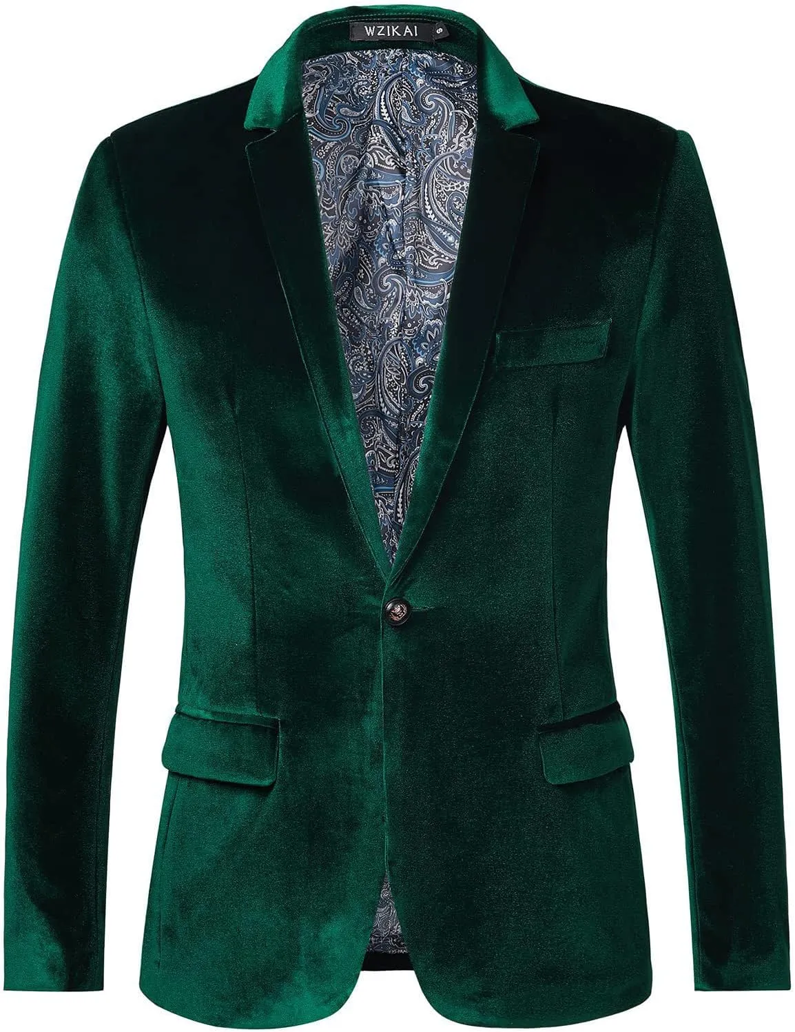 Blazer for Men Velvet Tuxedo One Button Blazers Dress Formal Suit Jacket for Wedding Prom Party Dinner with Pockets