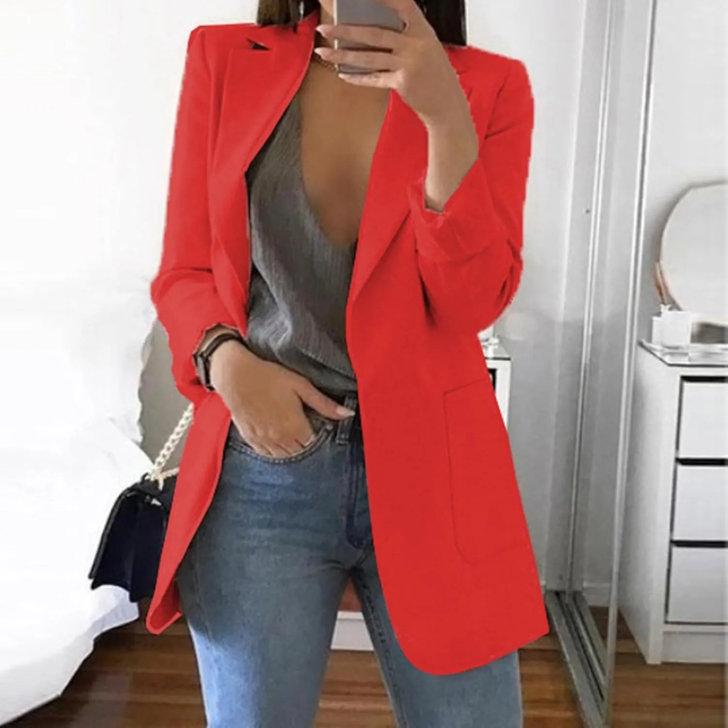 Blazers for Women Business Casual Long Light Casual Jackets Long Sleeve Lightweight Spring Summer Cardigan Work Suit