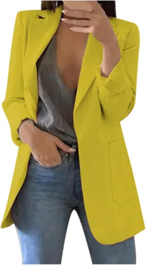 Blazers for Women Business Casual Long Light Casual Jackets Long Sleeve Lightweight Spring Summer Cardigan Work Suit