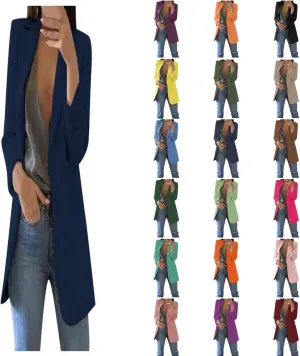 Blazers for Women Business Casual Long Light Casual Jackets Long Sleeve Lightweight Spring Summer Cardigan Work Suit