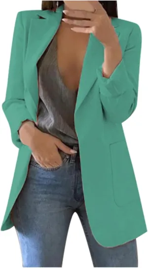 Blazers for Women Business Casual Long Light Casual Jackets Long Sleeve Lightweight Spring Summer Cardigan Work Suit