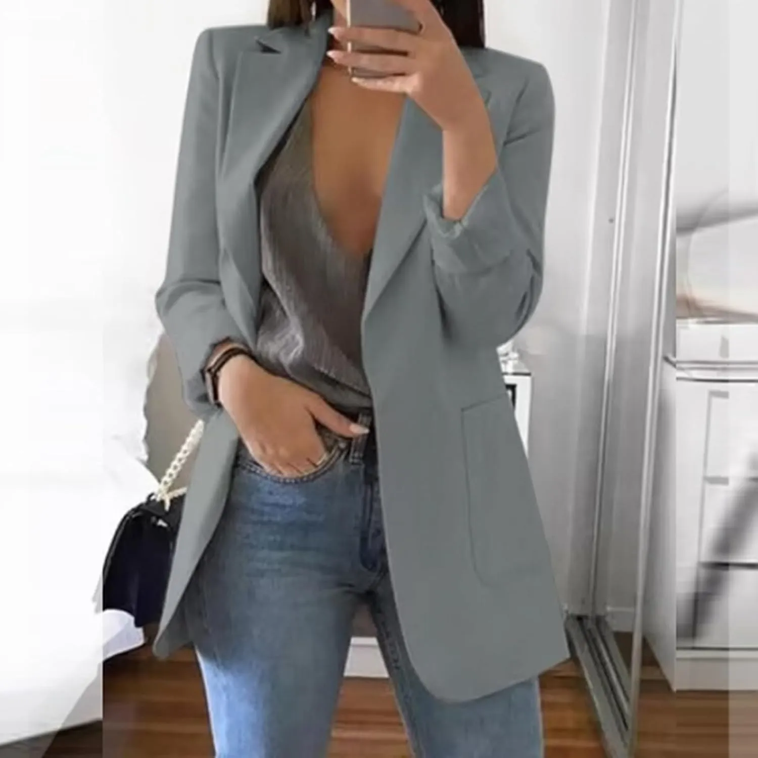 Blazers for Women Business Casual Long Light Casual Jackets Long Sleeve Lightweight Spring Summer Cardigan Work Suit