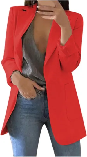 Blazers for Women Business Casual Long Light Casual Jackets Long Sleeve Lightweight Spring Summer Cardigan Work Suit