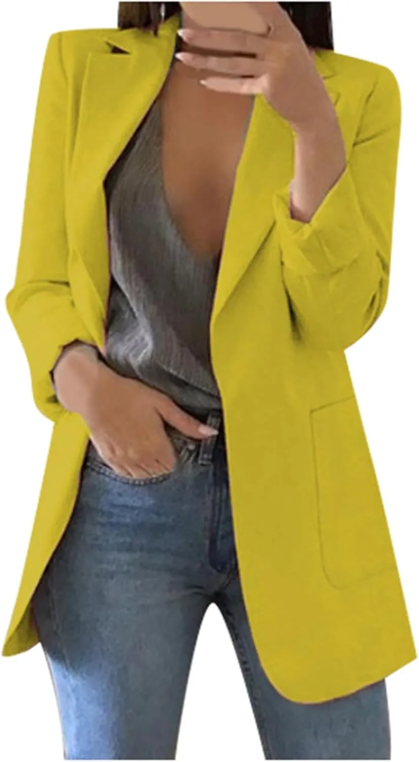Blazers for Women Business Casual Long Light Casual Jackets Long Sleeve Lightweight Spring Summer Cardigan Work Suit