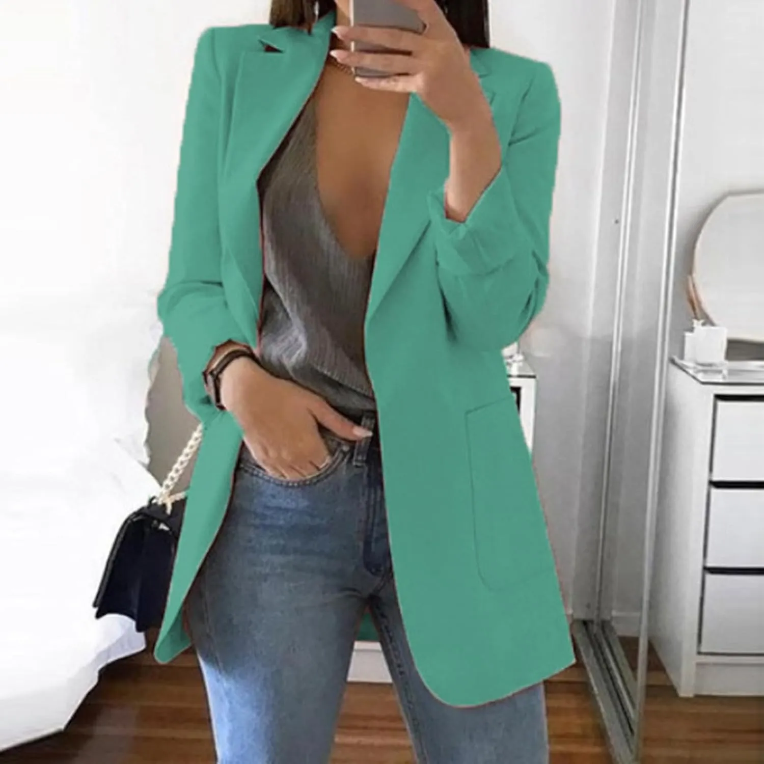 Blazers for Women Business Casual Long Light Casual Jackets Long Sleeve Lightweight Spring Summer Cardigan Work Suit