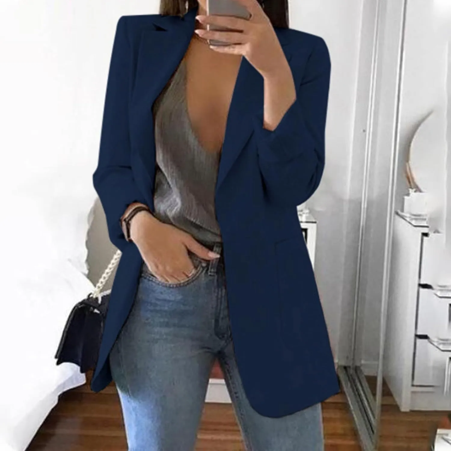 Blazers for Women Business Casual Long Light Casual Jackets Long Sleeve Lightweight Spring Summer Cardigan Work Suit