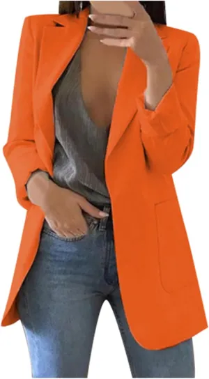 Blazers for Women Business Casual Long Light Casual Jackets Long Sleeve Lightweight Spring Summer Cardigan Work Suit