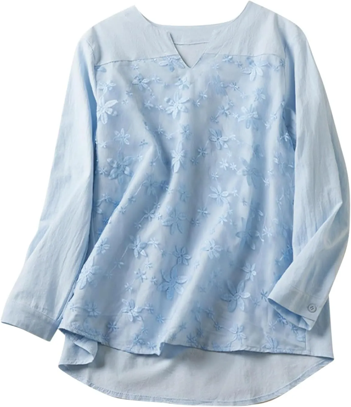 Boho Embroidered Tops for Women 2025 Cotton Linen Peasant Blouses Summer Lantern Sleeve Bohemian Shirts Tees Tunics