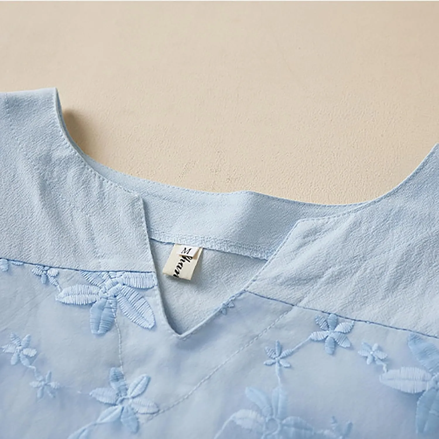 Boho Embroidered Tops for Women 2025 Cotton Linen Peasant Blouses Summer Lantern Sleeve Bohemian Shirts Tees Tunics