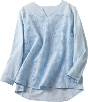 Boho Embroidered Tops for Women 2025 Cotton Linen Peasant Blouses Summer Lantern Sleeve Bohemian Shirts Tees Tunics
