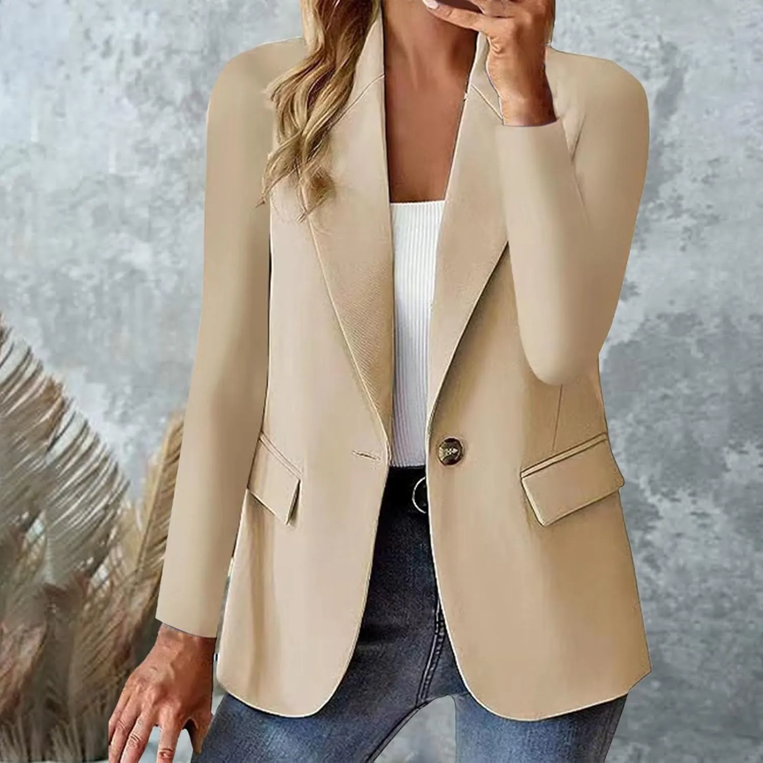 Business Suits for Women 2024 Causal Women's Blazer Short Causal Lightweight Blazers Fitted Herringbone Jackets