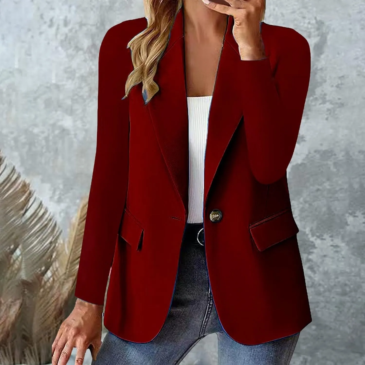 Business Suits for Women 2024 Causal Women's Blazer Short Causal Lightweight Blazers Fitted Herringbone Jackets