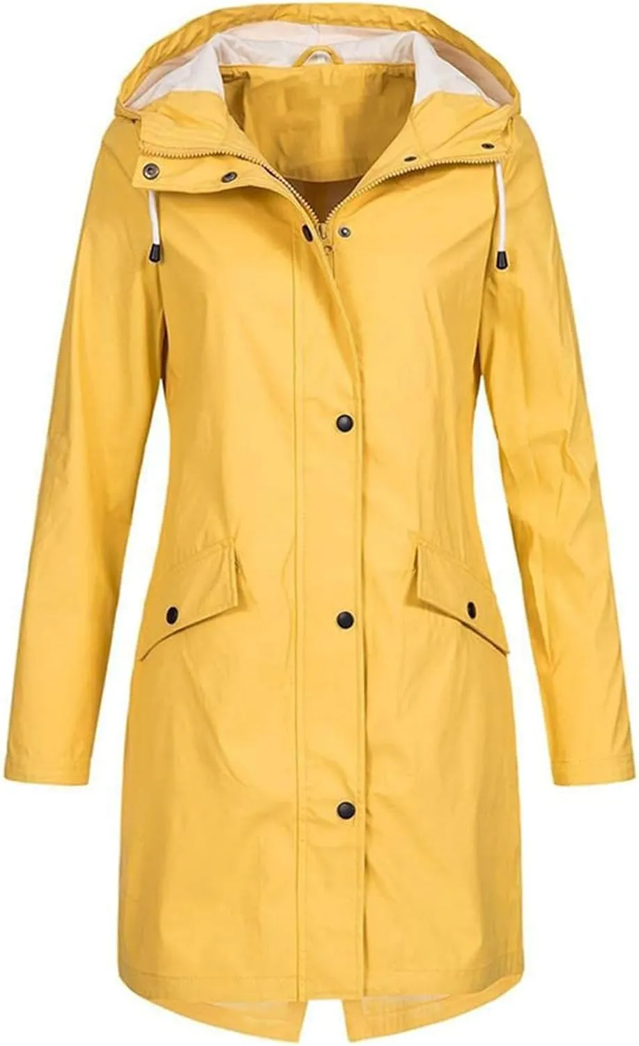 Canbebig Raincoat Women Lightweight Waterproof Coats Long Hooded Trench Coats Packable Rain Coats with Pockets Travel Jackets