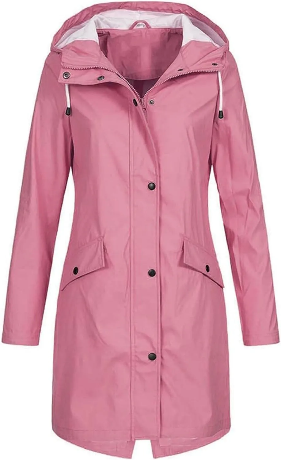 Canbebig Raincoat Women Lightweight Waterproof Coats Long Hooded Trench Coats Packable Rain Coats with Pockets Travel Jackets