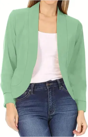 Casual Blazer for Women Trendy Business Suit Jackets Lightweight Open Front Cardigan Office Work Outerwear