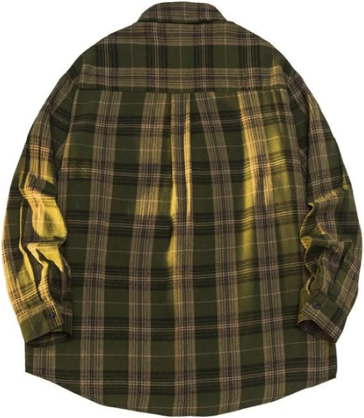 Casual Plaid Shirt for Men 100% Cotton Shirt Classic Soft Long Sleeve Button Sown Dress T Shirts Gym Work Tops