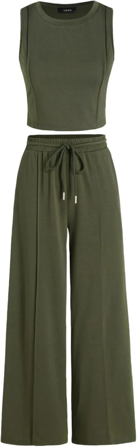 CIDER Stitch Tank Top & Elastic Waist Crop Pants