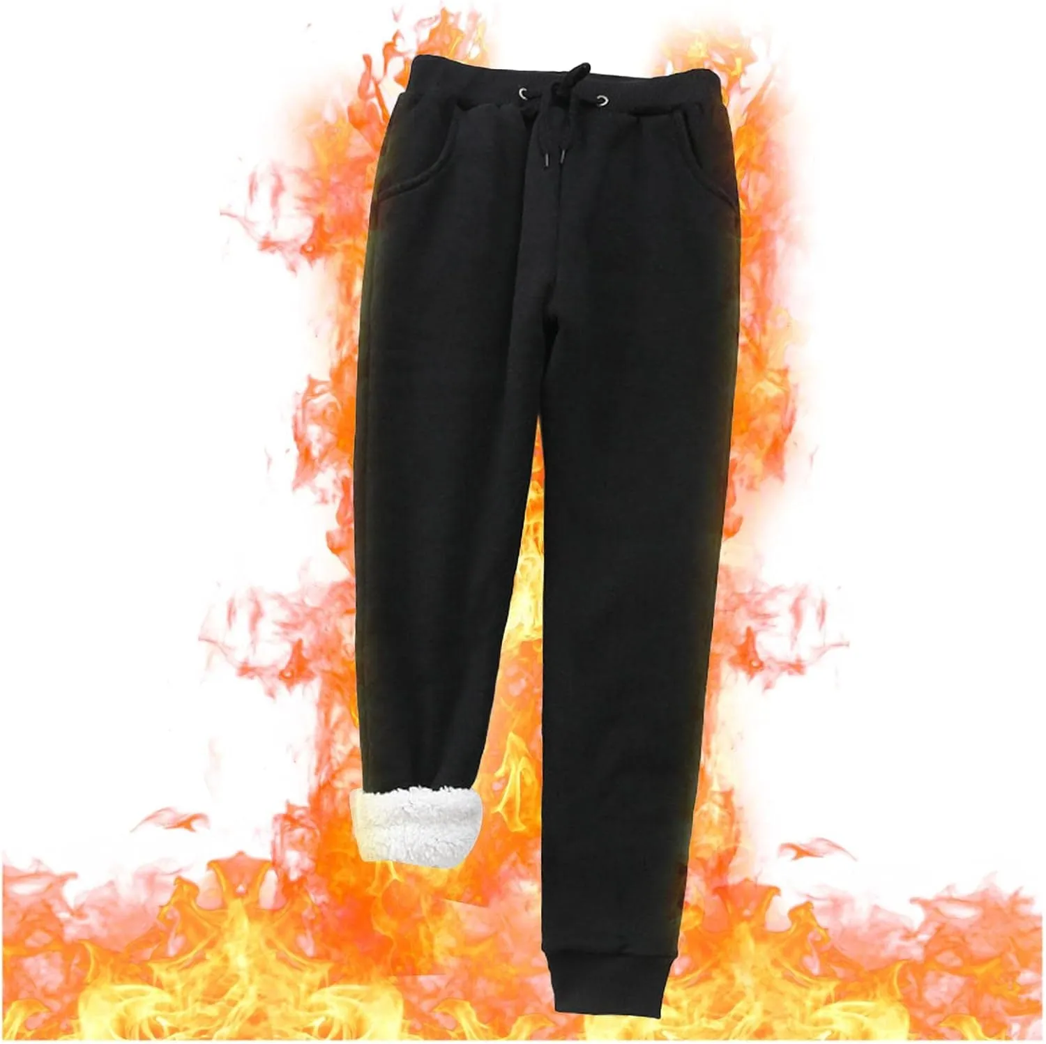 Cinch Bottom Sweatpants for Women with Pockets Sherpa Fleece Lined Loose Fit Drawstring Joggers Pants Heavy Baggy Casual Gym