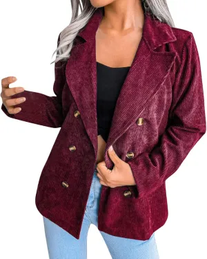 Collarless Blazer Jackets for Women Causal Womens Jackets Long Sleeve Wool Novelty Blazers Loose Oversized Jackets