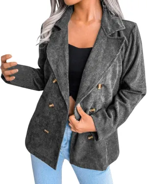 Collarless Blazer Jackets for Women Causal Womens Jackets Long Sleeve Wool Novelty Blazers Loose Oversized Jackets