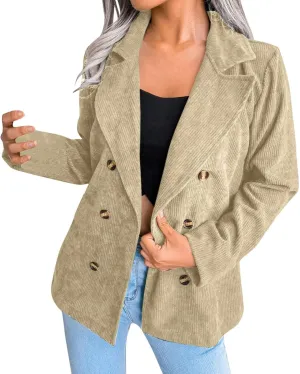 Collarless Blazer Jackets for Women Causal Womens Jackets Long Sleeve Wool Novelty Blazers Loose Oversized Jackets