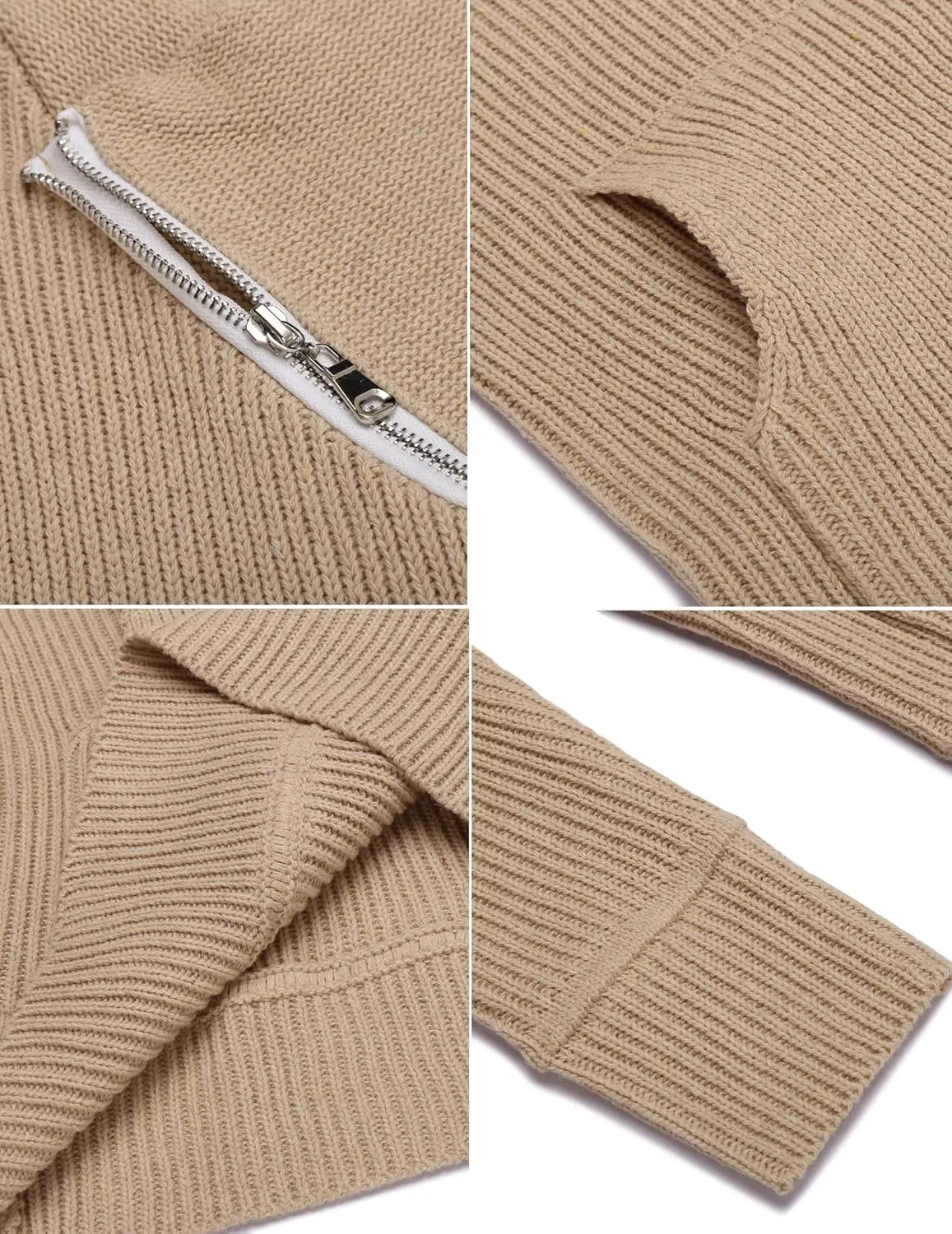 COOFANDY Men's Knitted Turtleneck Pullover Shawl Collar Sweaters Slim Fit High Neck Hoodies with Pockets