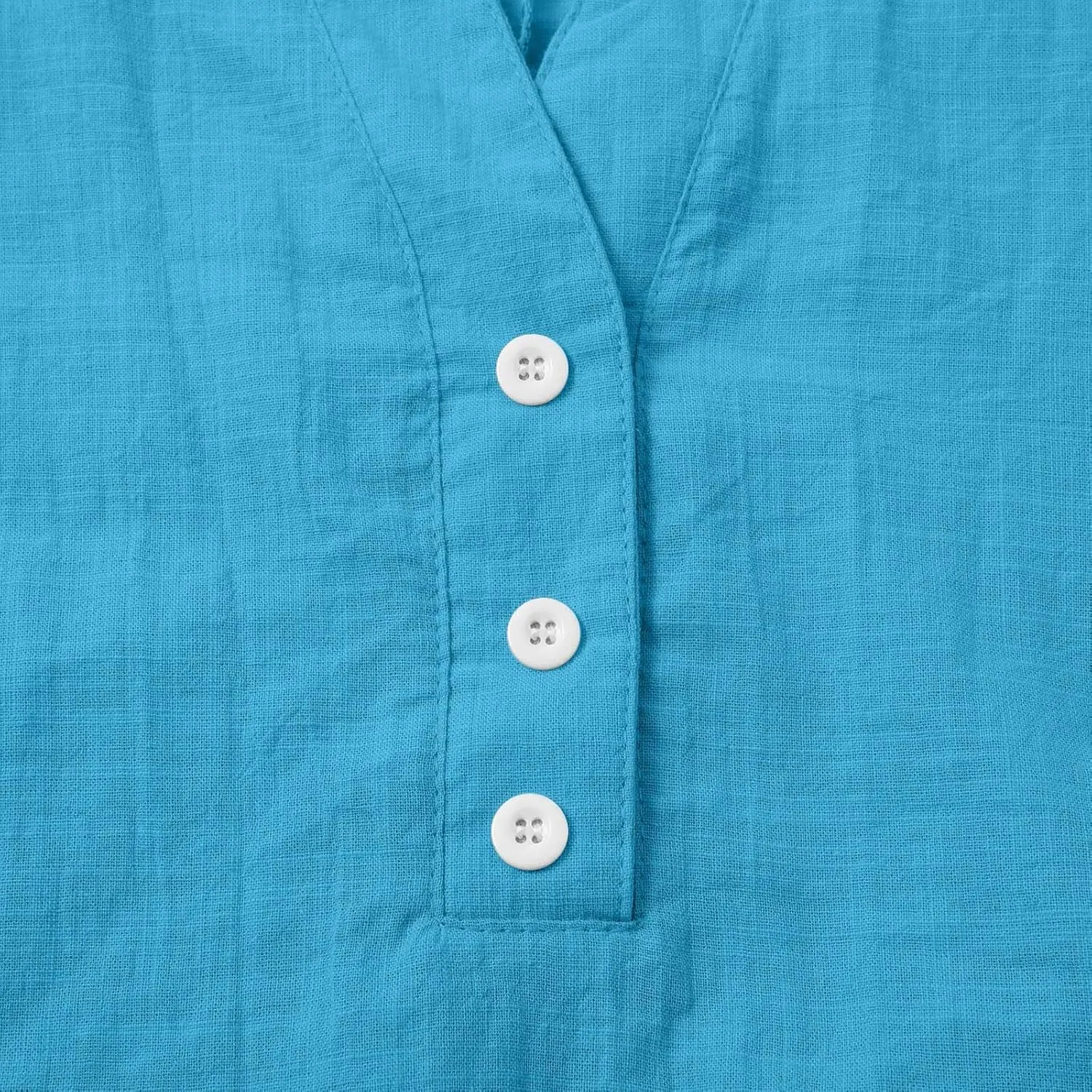 Cotton Linen T-Shirts for Women Short Sleeve V Neck Buttons Tops 2025 Summer Solid Color Vacation Blouse Pullover