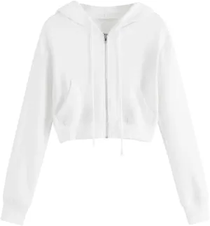 Cropped Hoodie Women Zip Up Hooded Sweatshirt 2023 Fashion Fall Crop Jackets Casual Cute Long Sleeve Crop Tops