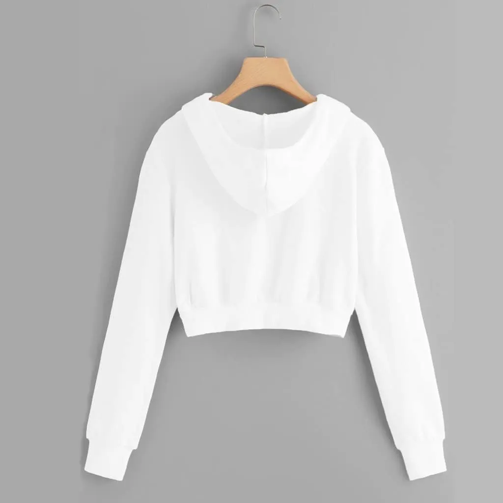 Cropped Hoodie Women Zip Up Hooded Sweatshirt 2023 Fashion Fall Crop Jackets Casual Cute Long Sleeve Crop Tops