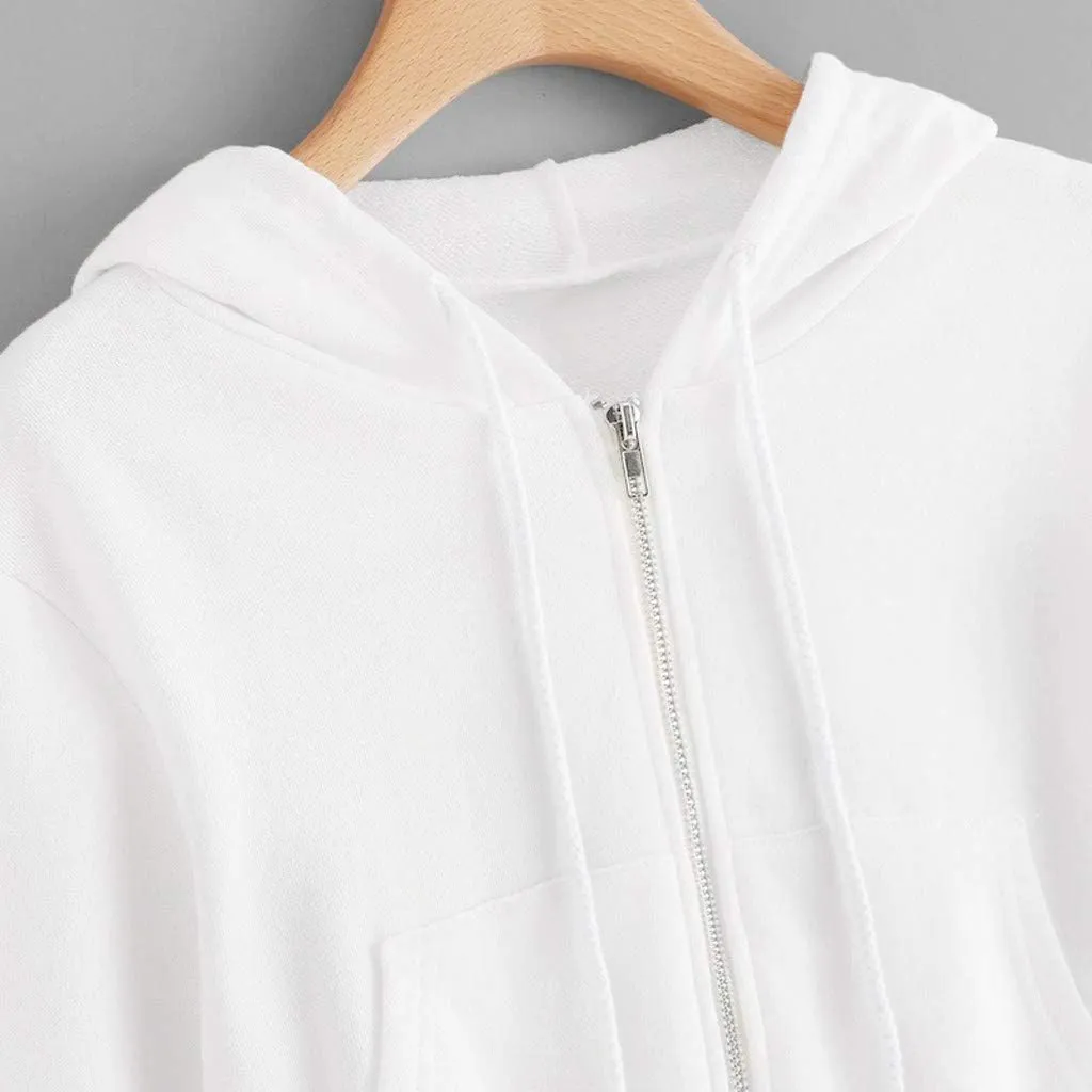 Cropped Hoodie Women Zip Up Hooded Sweatshirt 2023 Fashion Fall Crop Jackets Casual Cute Long Sleeve Crop Tops