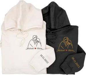 Custom Embroidered Couple Hoodie, Customized Embroidered Couple Sweatshirt, Matching His and Hers, Birthday